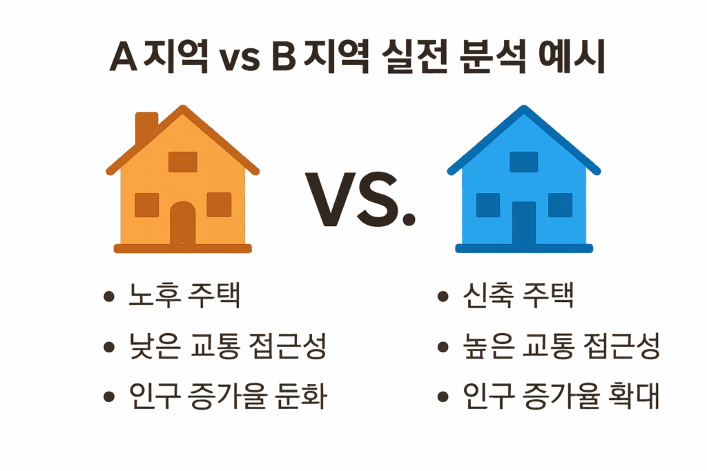 부동산 입지 비교 인포그래픽 – 검단신도시 vs 왕숙신도시 교통, 수요, 개발, 공실률, 수익률 비교