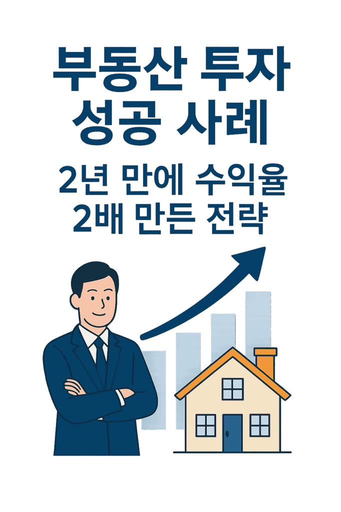 부동산 투자 성공 사례와 수익율 상승 전략을 시각적으로 표현한 인포그래픽