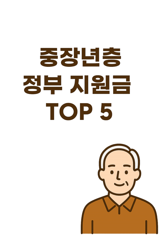 이미지 ALT 텍스트: 중장년층 정부 지원금 TOP 5 인포그래픽