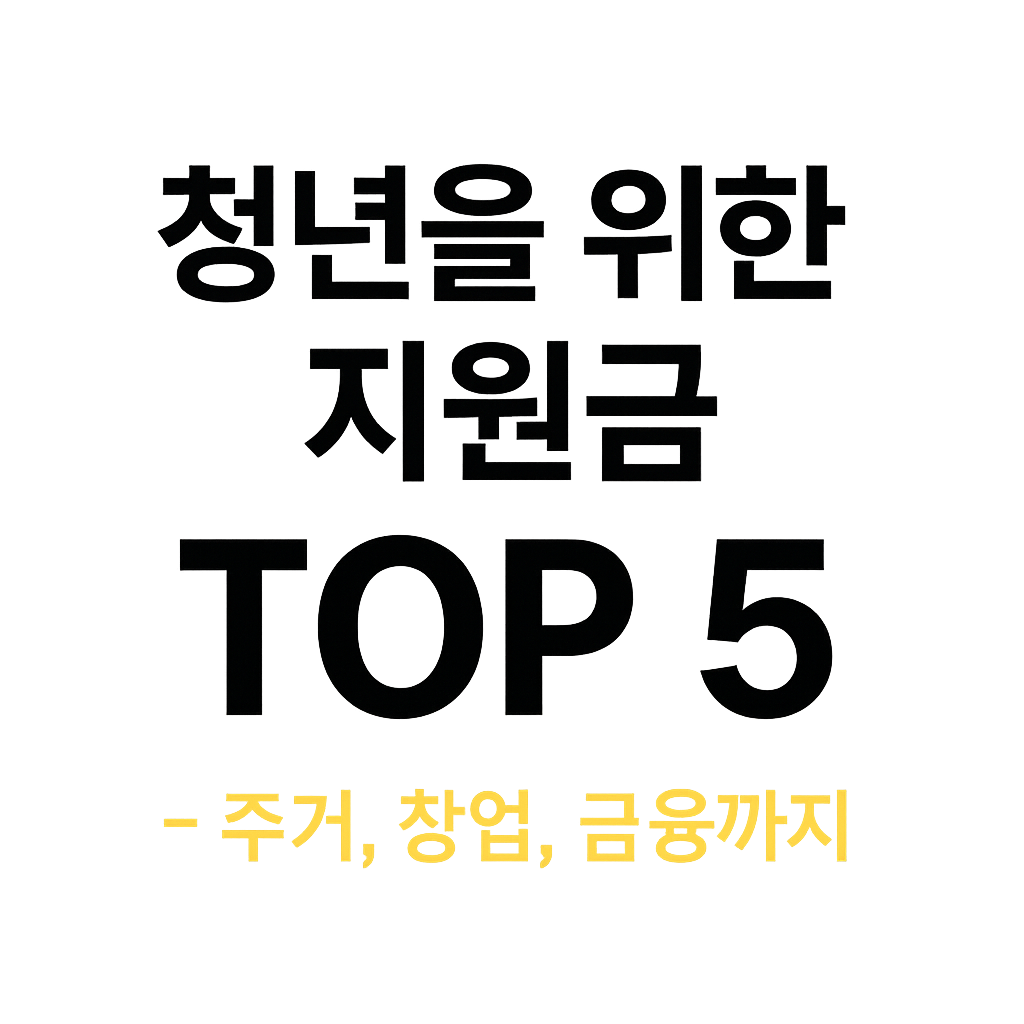 청년 지원금 TOP 5 주거, 창업, 금융 지원 제도 인포그래픽 – 2025년 기준 정부 정책 요약