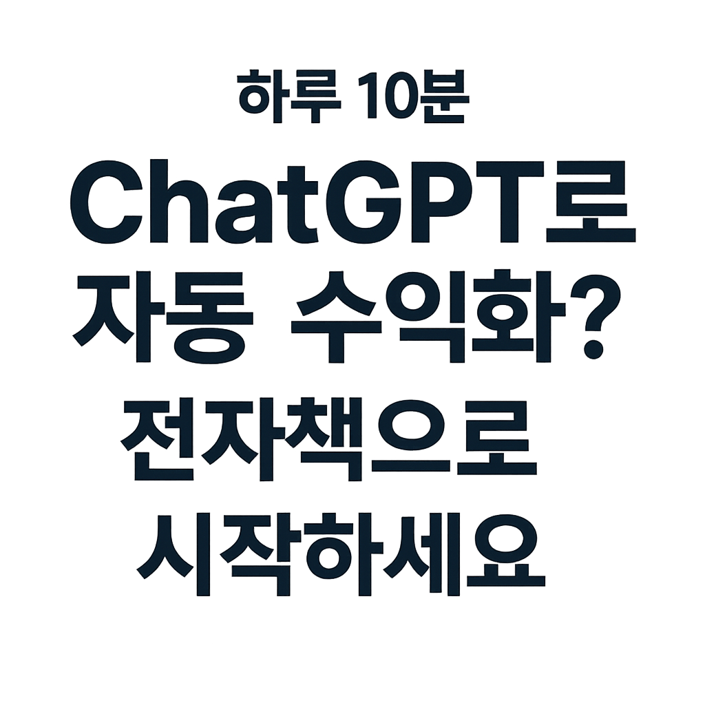 하루 10분, ChatGPT로 자동 수익화 – 전자책으로 시작하는 루틴을 소개하는 투명 배경의 디지털 인포그래픽